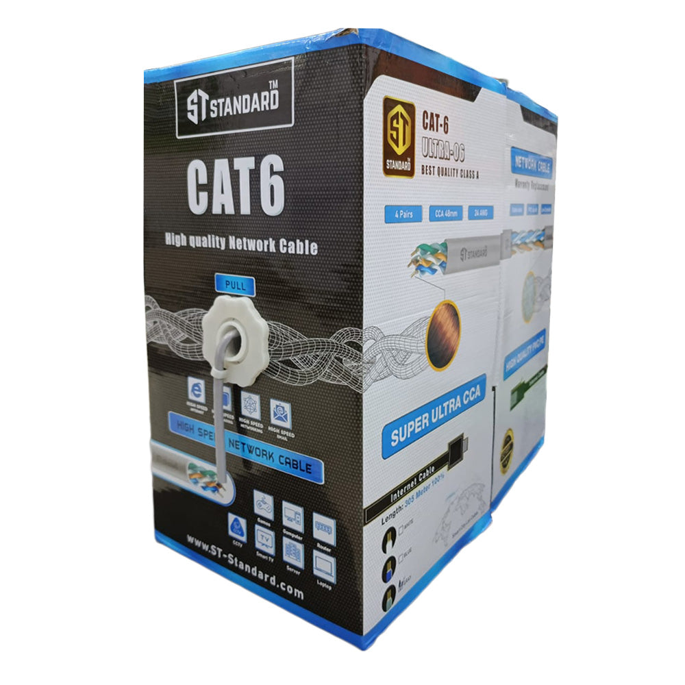 كابل نت وورك اس تي-ستاندرد 305 متر Ultra-06 Cat6 UTP - رمادي