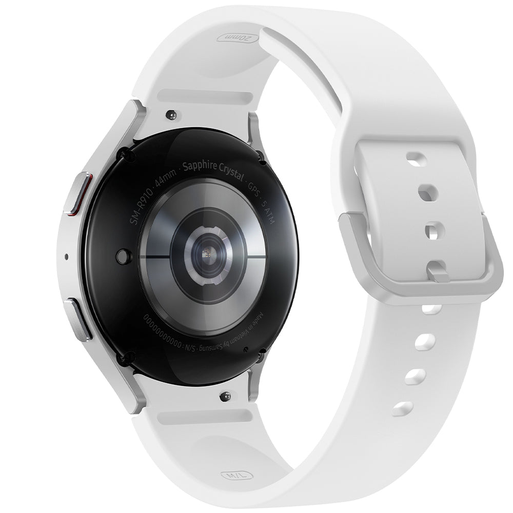 ساعة سمارت سامسونج جلاكسي Watch 5 SM-R910 تدعم (GPS) 44 ملم - هيكل الومنيوم فضي مع أبيض