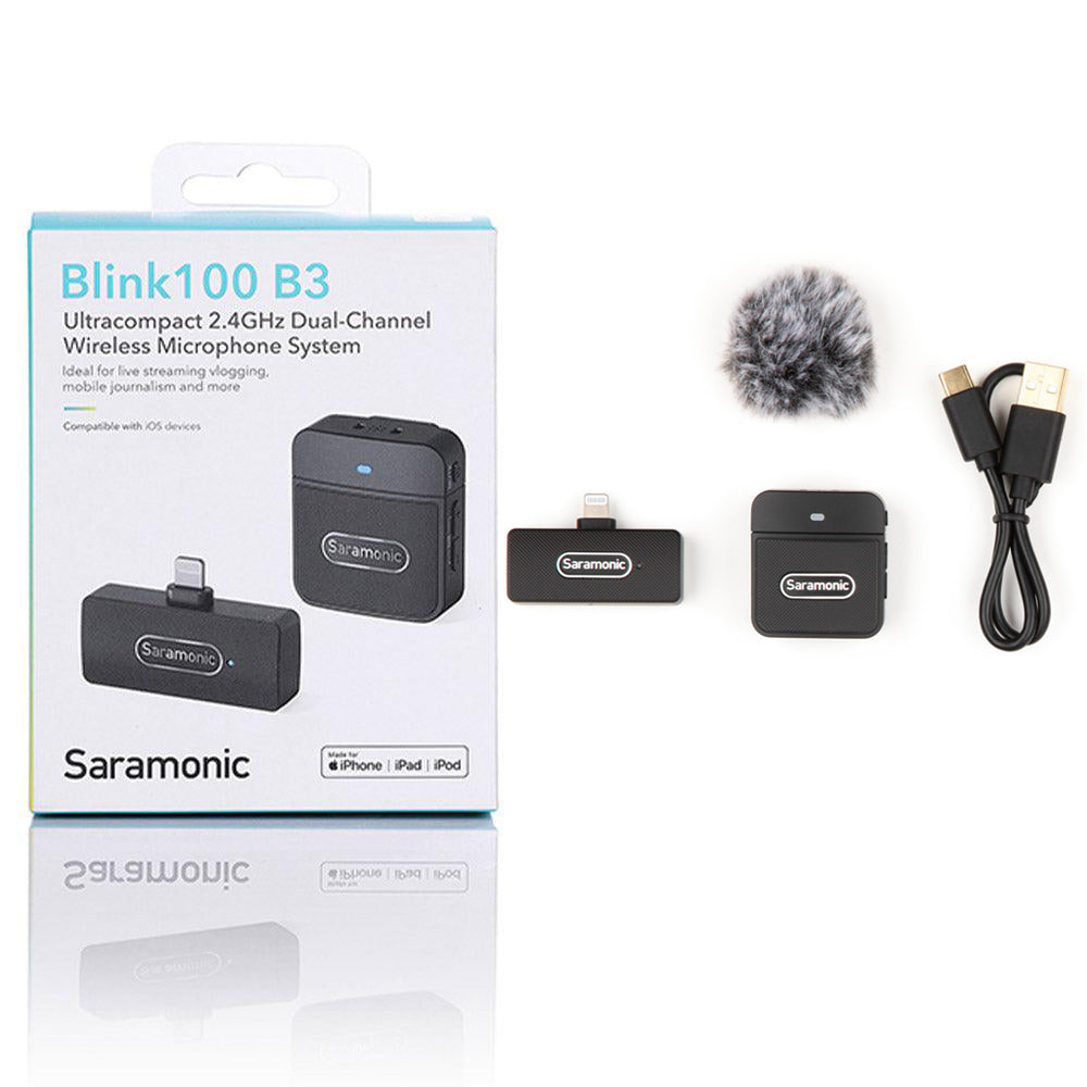  نظام ميكروفون سارامونيك لاسلكي ثنائي القناة بمنفذ لايتنينج Blink100 B3