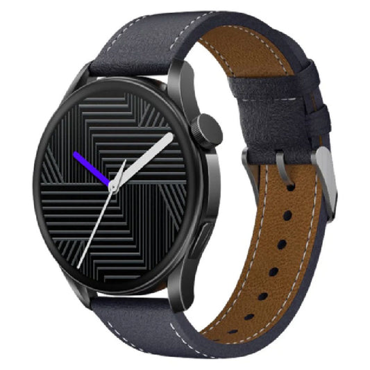 Scykei Civer Smart Watch Black Case With Dark Blue Leather Strap