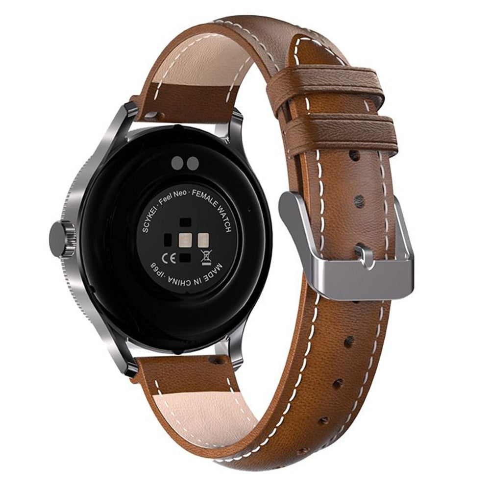 Scykei Feel Neo Smart Watch Silver Case With Coffee Leather 
