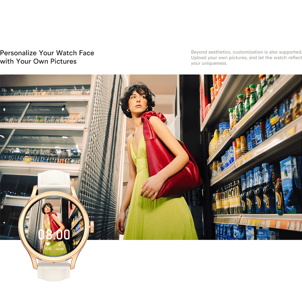Scykei Feel Neo Smart Watch Silver Case With Coffee Leather Strap & Extra Purple Silicone Strap