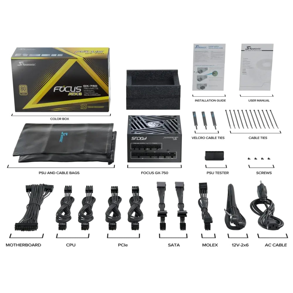 Seasonic FOCUS GX-750 750W 80 PLUS Gold Certified Power Supply