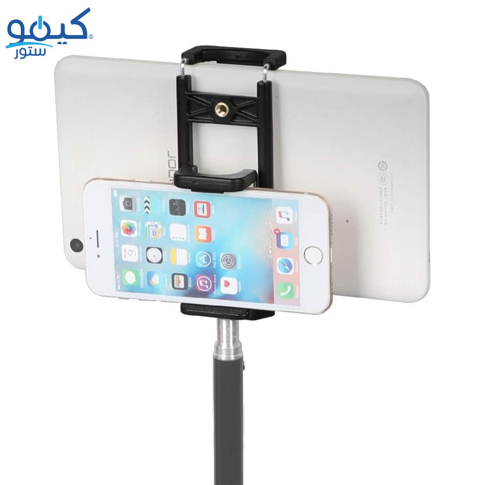 مشبك موبايل مزدوج لسيلفي ستيك وحامل ثلاثي القوائم بلاستيك