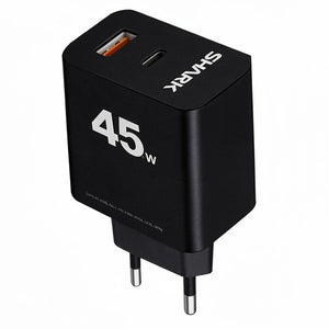 Shark SH-206 Wall Charger QC 3.0 USB + PD Type-C 45W Fast Charging - Black