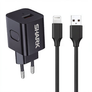 Shark SH-207 QC3.0 Wall Charger Lightning Cable 18W Fast Charging - Black