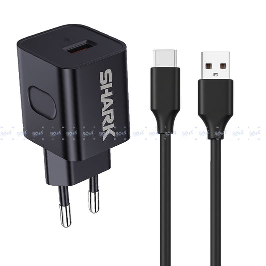 Shark SH-207 QC3.0 Wall Charger Type-C Cable 18W Fast Charging 
