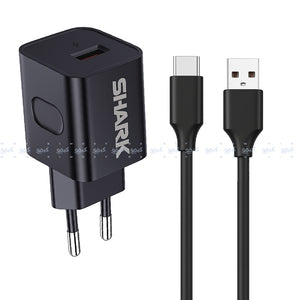 Shark SH-207 QC3.0 Wall Charger Type-C Cable 18W Fast Charging - Black