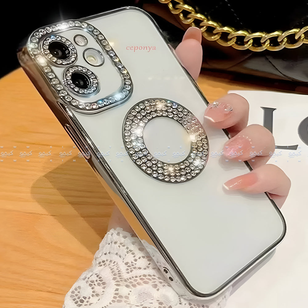 Silver Luxury Electroplated Rhinestone Glitter Phone Cover