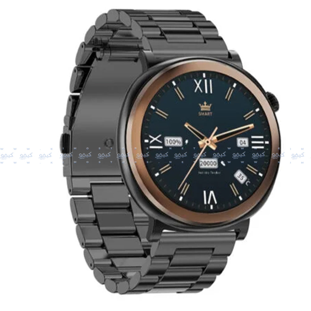 Smart Gate SGW-S1 Smart Watch (46mm) Black Case With Gun Black Stainless Steel Strap & Extra Silicone Strap