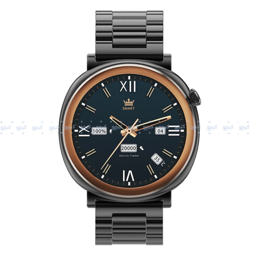 Smart Gate SGW-S1 Smart Watch (46mm) Black Case With Gun Black Stainless Steel Strap & Extra Silicone Strap