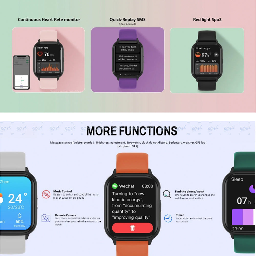 Smart Gate SGW-S Smart Watch (36mm) Black Case With Black Silicone Strap