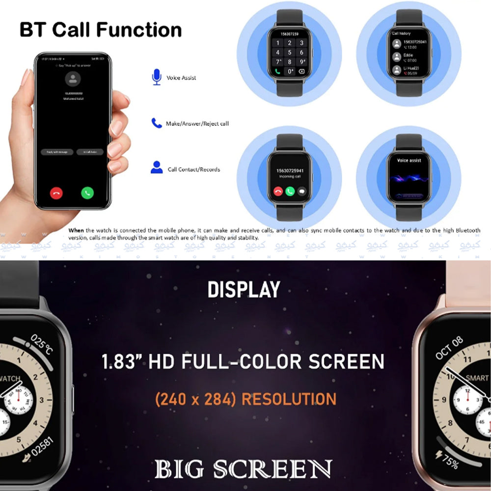 Smart Gate SGW-S Smart Watch (36mm) Black Case With Black Silicone Strap