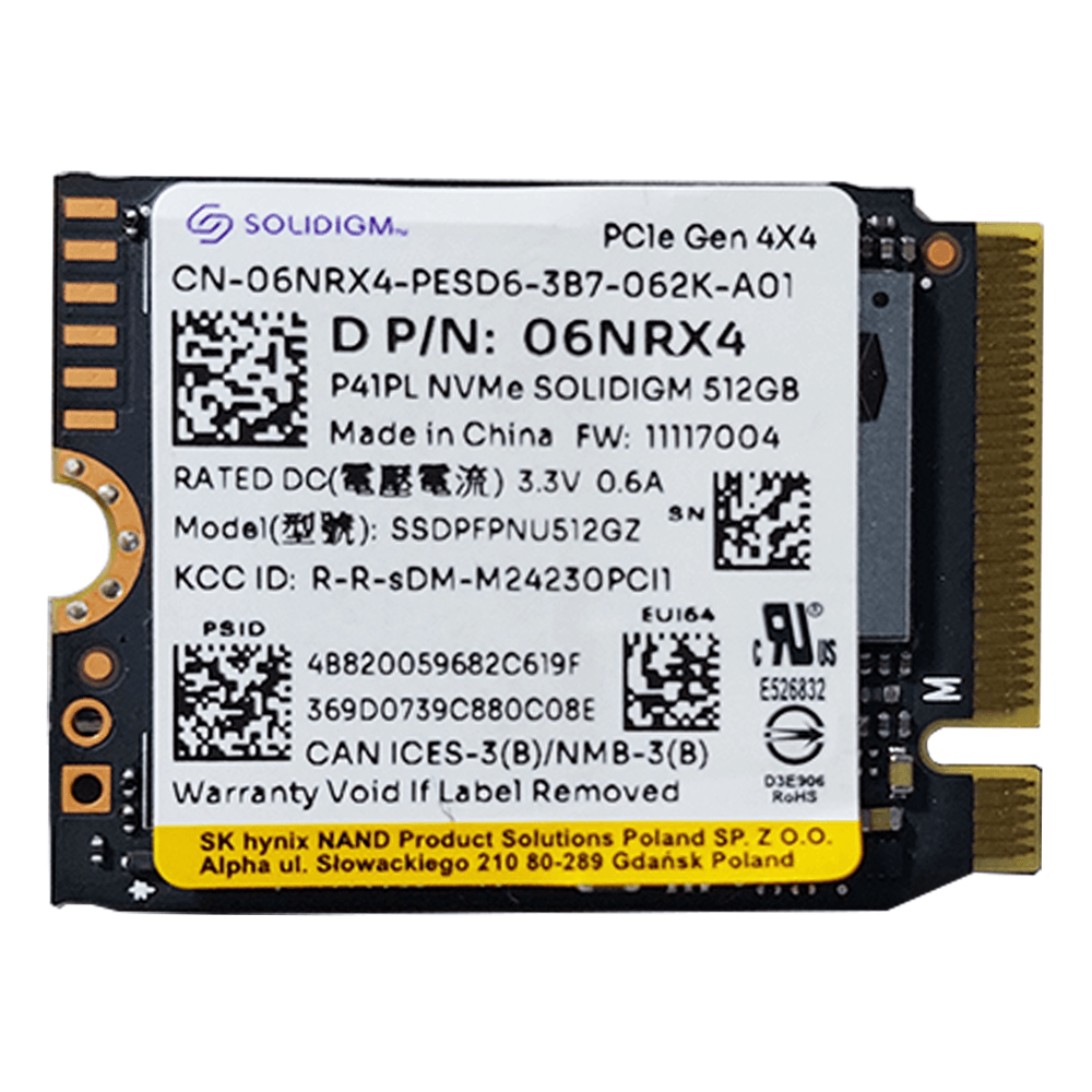 هارد درايف M.2 SSD سوليديم 512 جيجابايت SSDPFPNU512GZ NVMe PCIe (استعمال خارج)