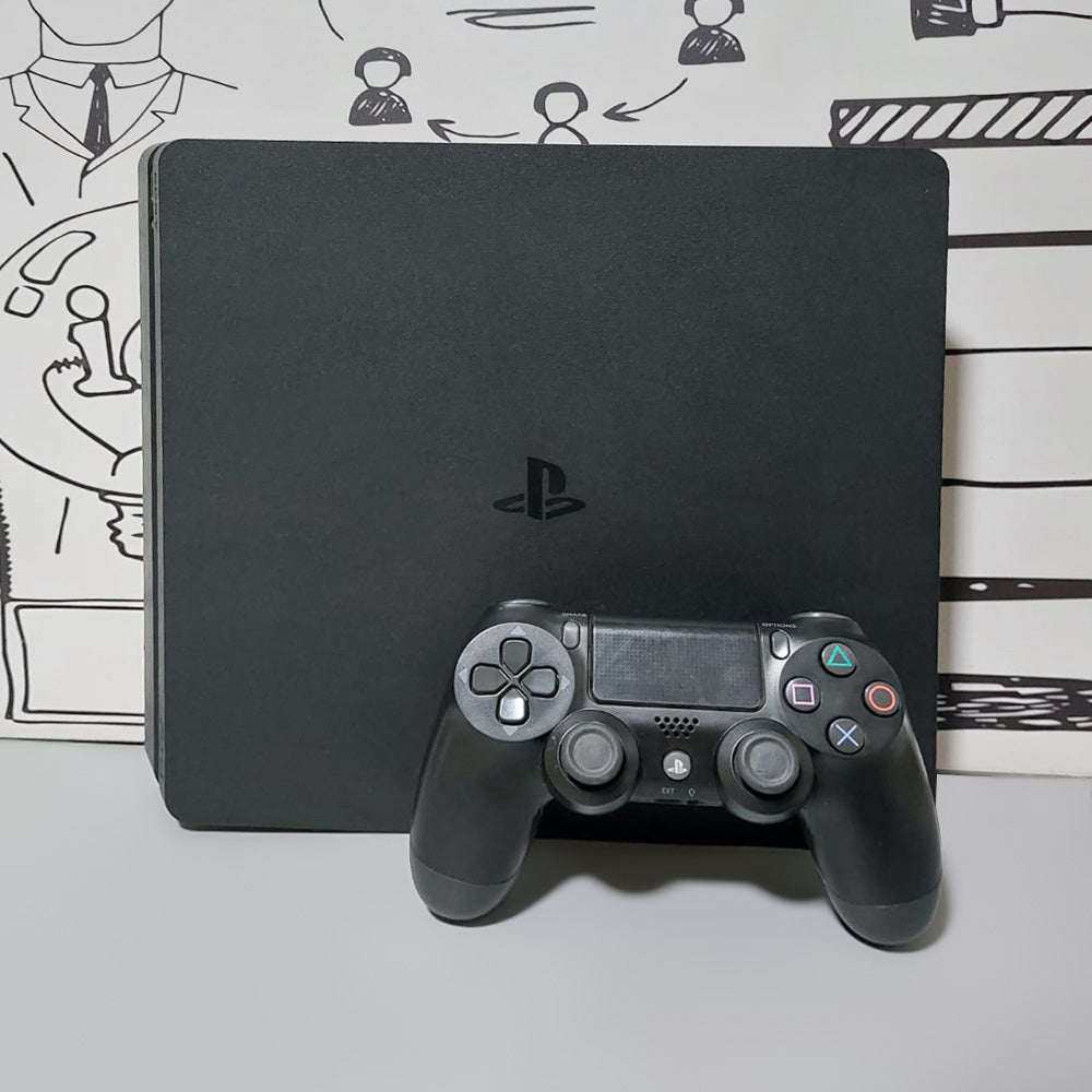 Sony PS4 Slim Console 500GB + Dualshock Wireless Controller Ver 10.5 (Original Used) - Black