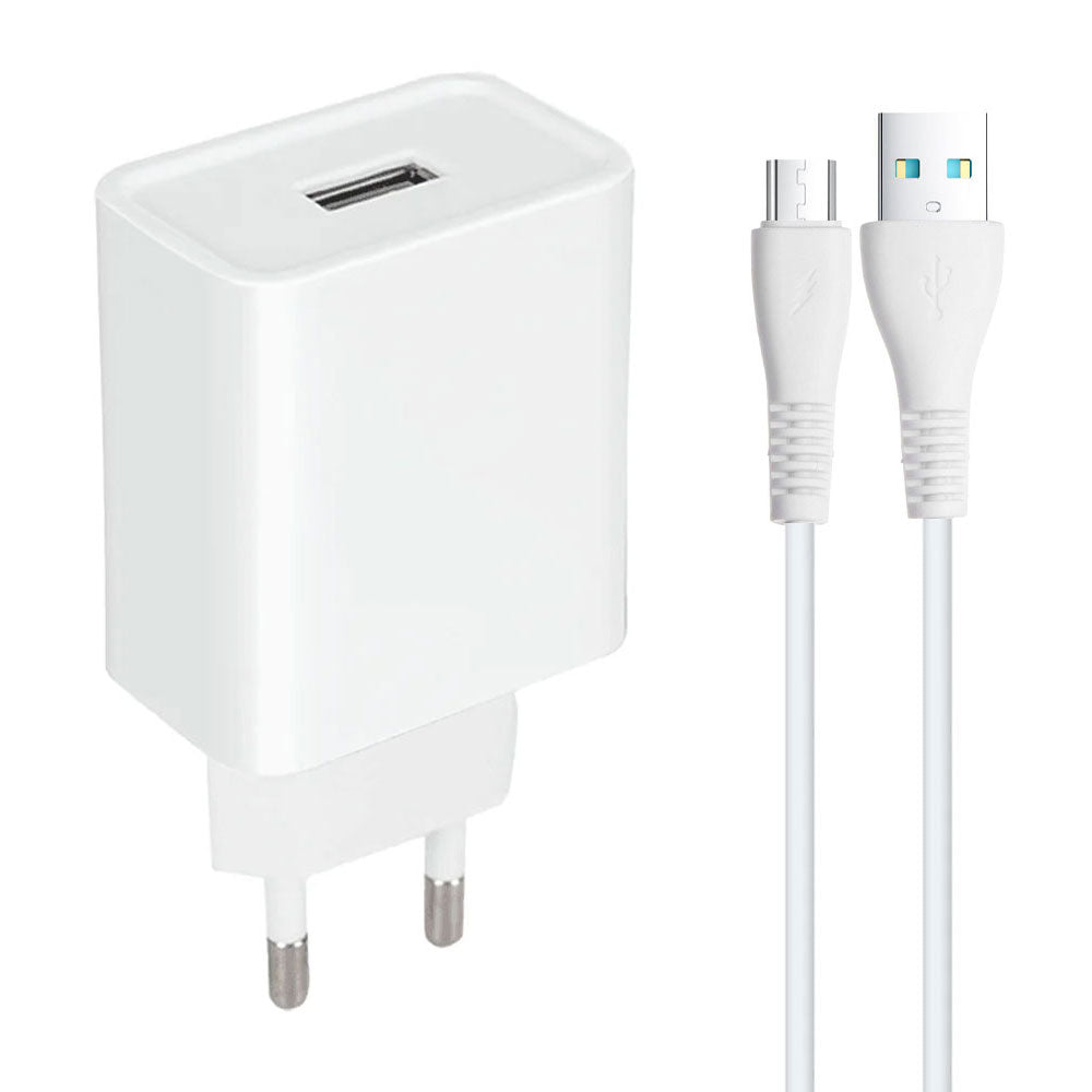 Steel SL-04 Wall Charger Micro Cable 2.4A Fast Charging - White