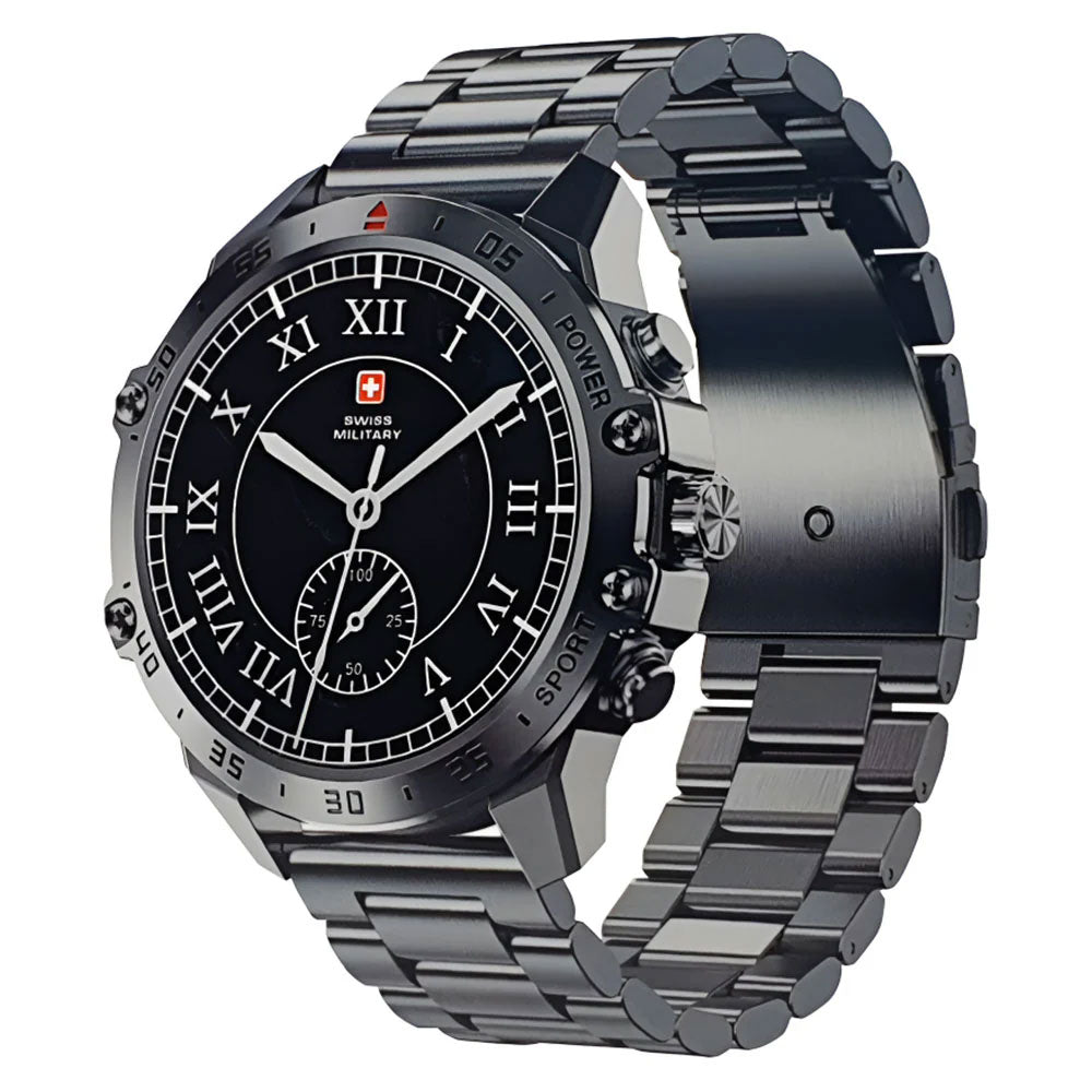 Swiss Military DOM 5 Smart Watch Black Case With Black Metal Strap