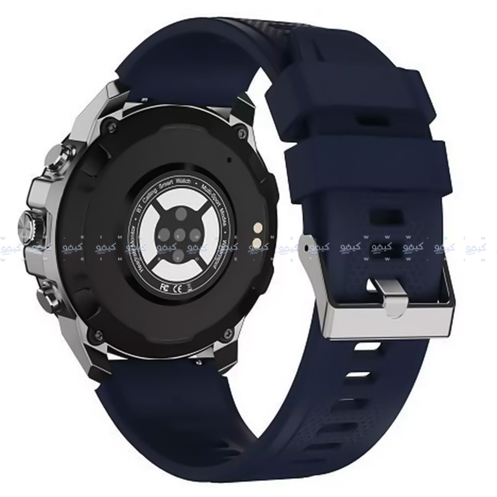 ساعة سمارت سويس ميليتاري DOM 5 هيكل معدني فضي مع سوار سيليكون ازرق