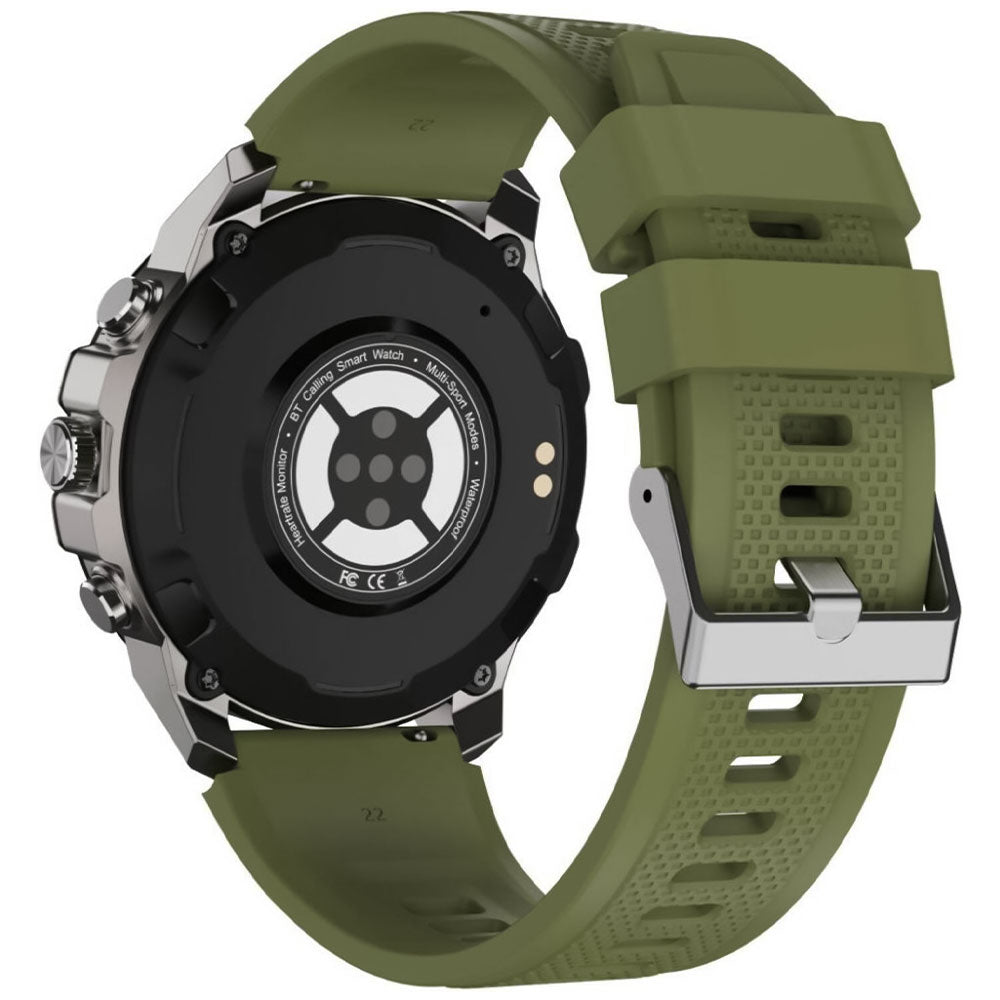 Swiss Military DOM 5 Smart Watch Silver Metal Case With Green Silicone Strap