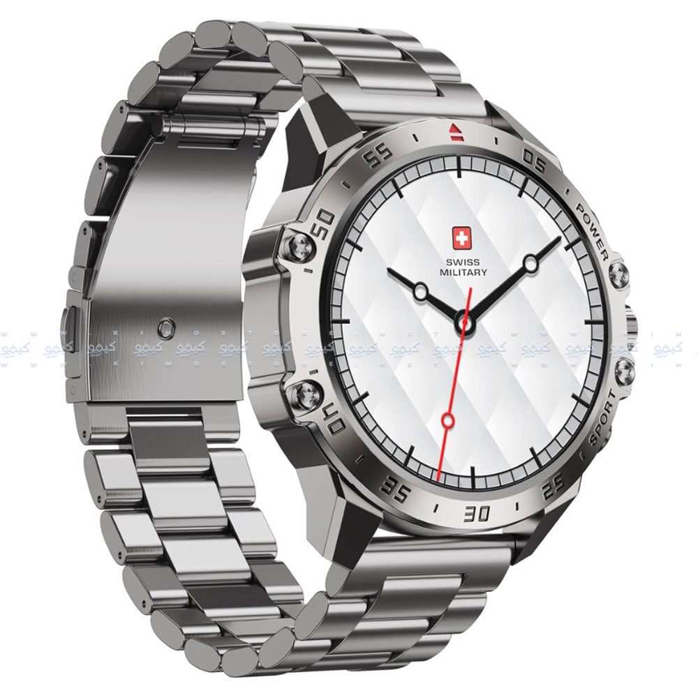 ساعة سمارت سويس ميليتاري DOM 5 هيكل معدني فضي مع سوار معدني فضي 