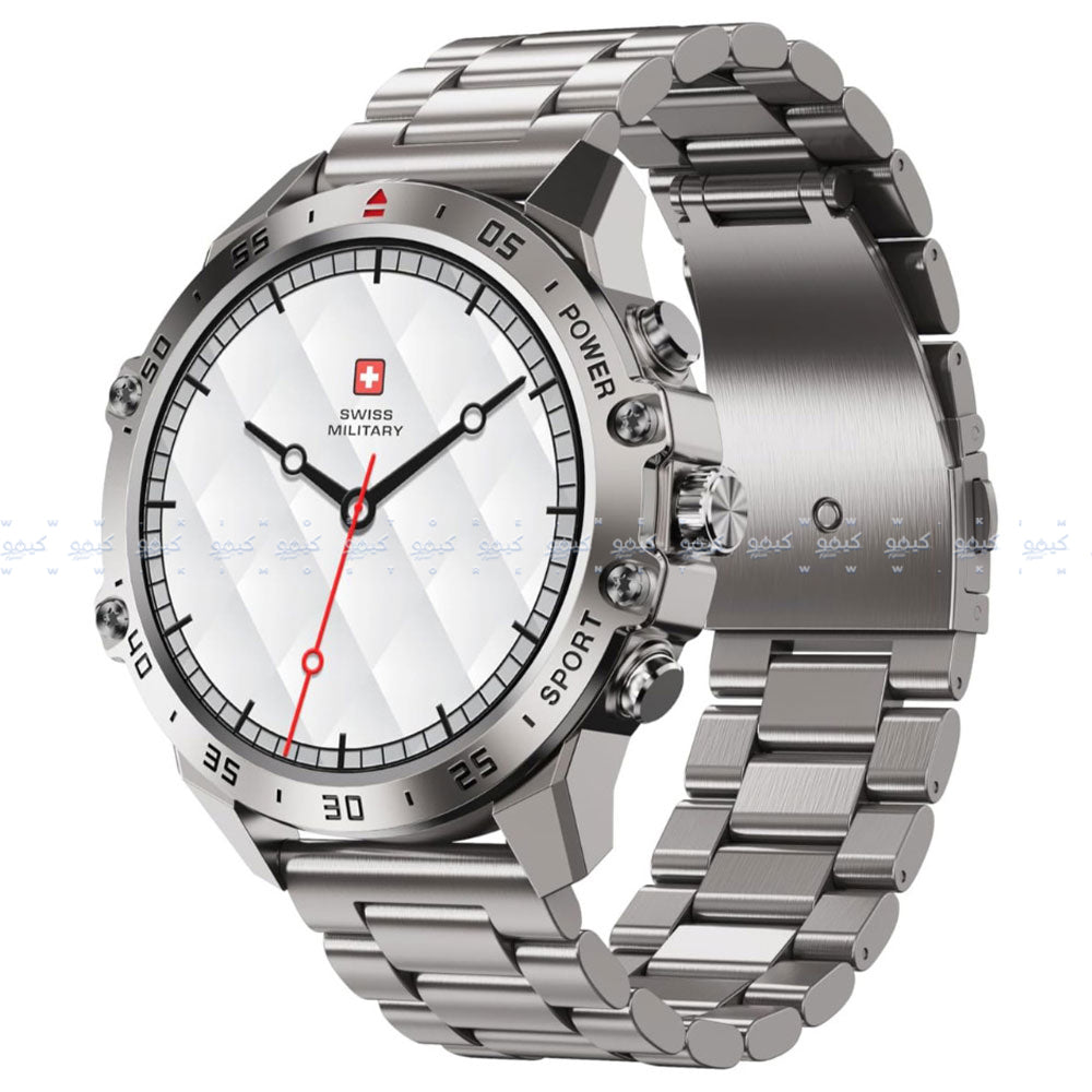 ساعة سمارت سويس ميليتاري DOM 5 هيكل معدني فضي مع سوار معدني فضي 