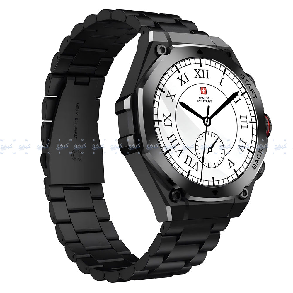 ساعة سمارت سويس ميليتاري DOM 6 هيكل معدني اسود مع سوار معدني اسود 