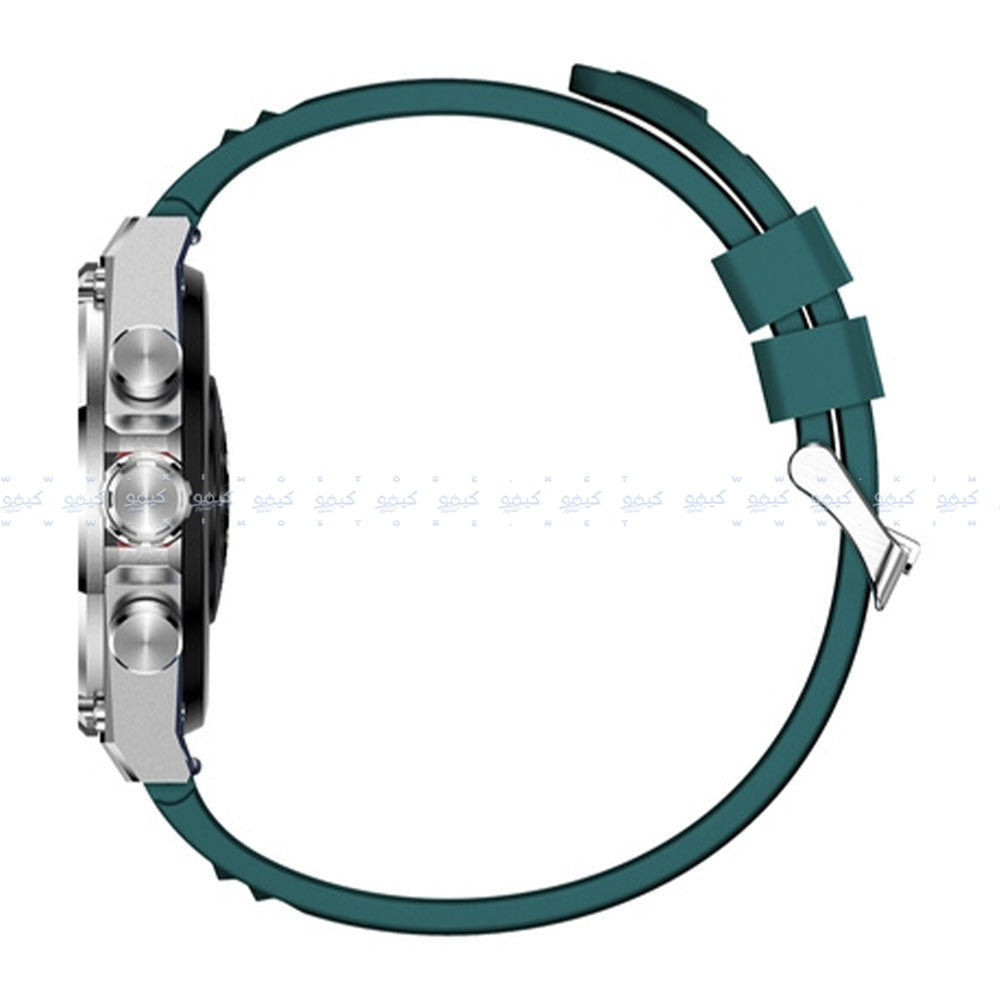 ساعة سمارت سويس ميليتاري DOM 6 هيكل معدني فضي مع سوار سيليكون اخضر