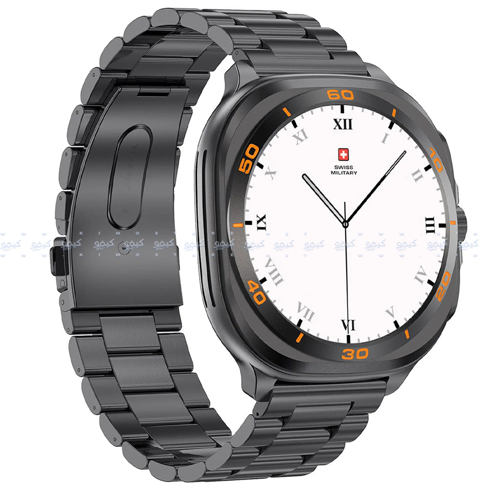 ساعة سمارت سويس ميليتاري DOM 7 هيكل معدني رمادي داكن مع سوار معدني اسود 