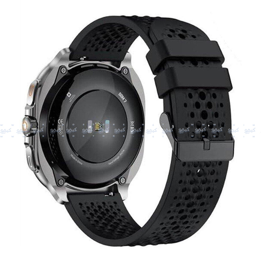 ساعة سمارت سويس ميليتاري DOM 7 هيكل معدني فضي مع سوار سيليكون اسود 