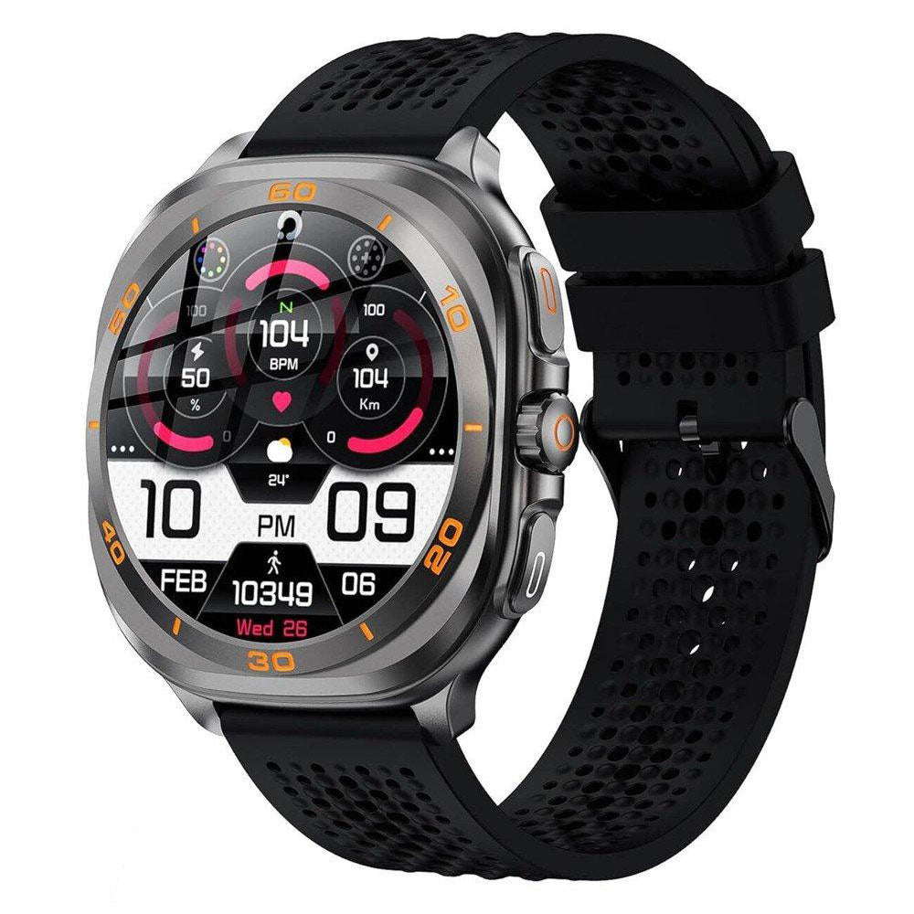 Swiss Military DOM 7 Smart Watch Silver Metal Case With Black Silicone Strap