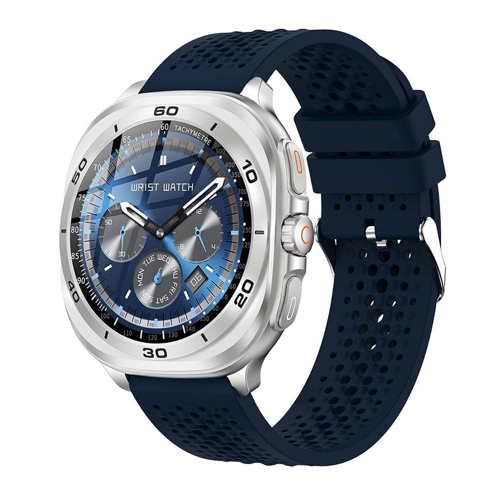 Swiss Military DOM 7 Smart Watch Silver Metal Case With Blue Silicone Strap