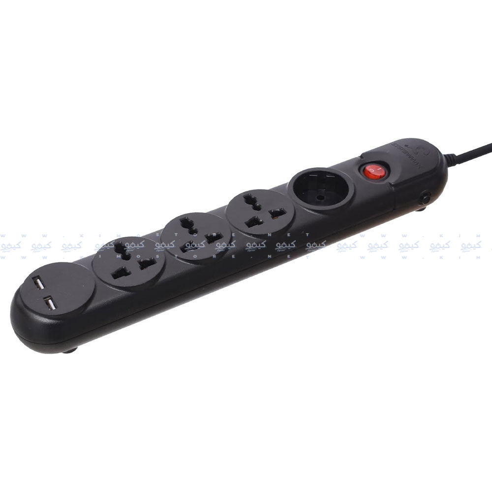 SystemMax SMPG-4P2U 4Port + 2USB Power Strip 2500W 2m - Black