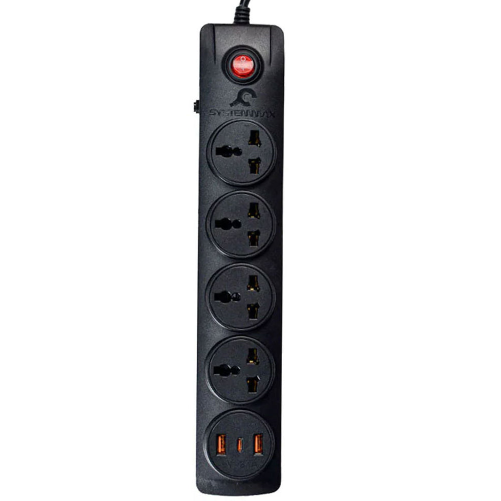 SystemMax SMPU-4P3U 4Port + 2USB + Type-C Power Strip 2500W 2m - Black