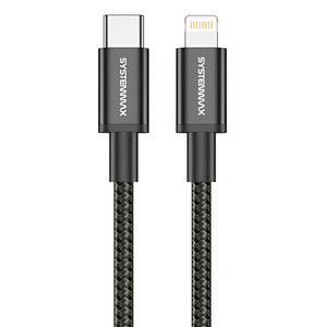 Systemmax N29 Type-C To Lightning Cable 30W Fast Charging 1m - Black