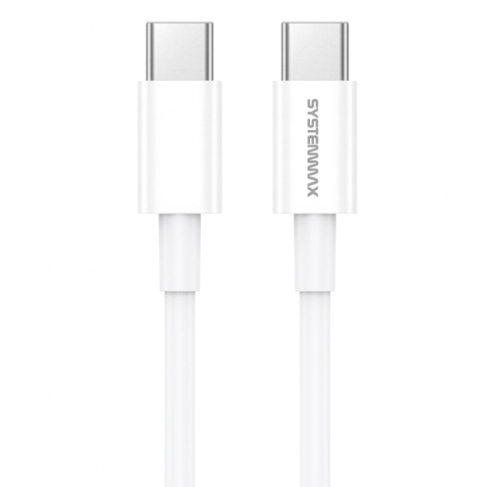 Systemmax P28 Type-C To Type-C Cable 60W Fast Charging 1m - White