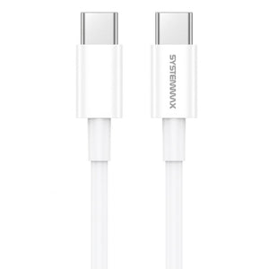 Systemmax P28 Type-C To Type-C Cable 60W Fast Charging 1m - White