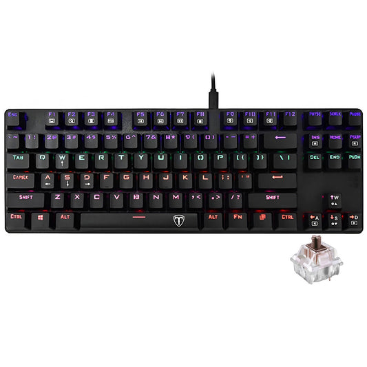 T-Dagger Bora T-TGK313-2 Brown Switch Wired Rainbow Gaming Keyboard English & Arabic