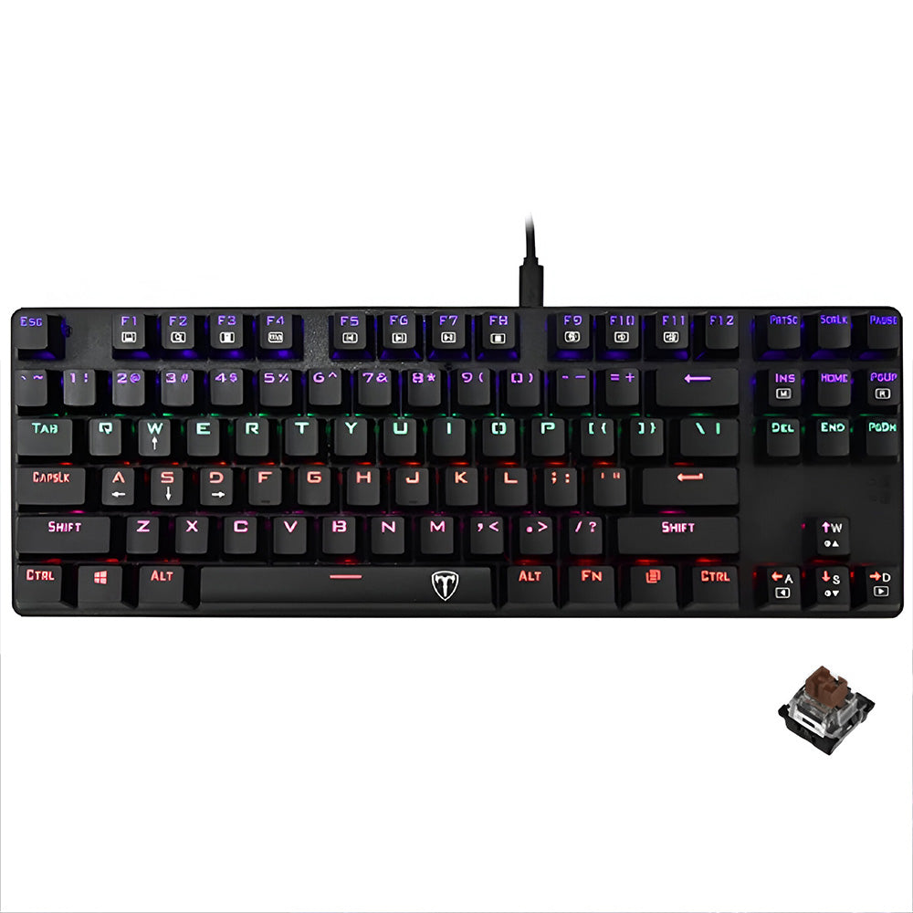 T-Dagger Bora T-TGK313-2 Brown Switch Wired Rainbow Gaming Keyboard English & Arabic