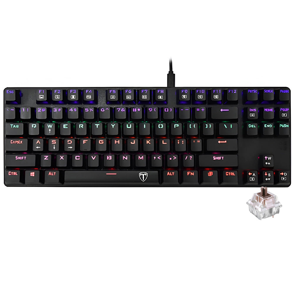T-Dagger Bora T-TGK313-2 Brown Switch Wired Rainbow Gaming Keyboard English & Arabic