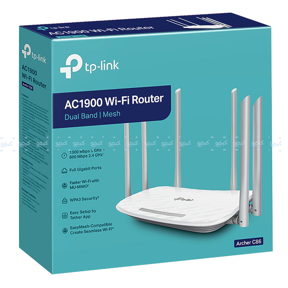 اكسس بوينت تي بي لينك 4 منافذ 6 انتينا Archer C86 AC1900 Wireless MU-MIMO Gigabit