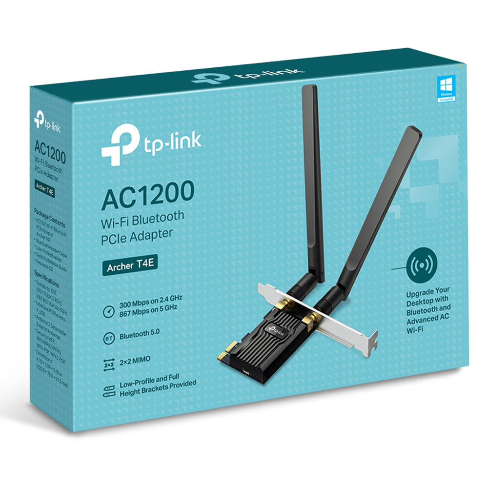 TP-Link Archer T4E AC1200 Dual Band PCI Express Wi-Fi Wireless Bluetooth Lan Card With Antenna 1200Mbps1200 Dual Band PCI Express Wireless Lan Card With Antenna 1200Mbps