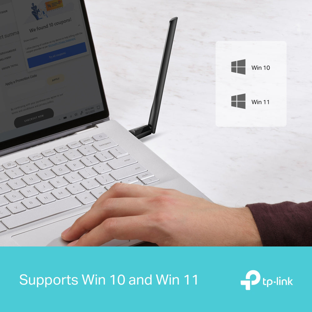 TP-Link Archer TX35U Plus AX1800 High-Gain Wireless USB Adapter With Antenna 1800Mbps
