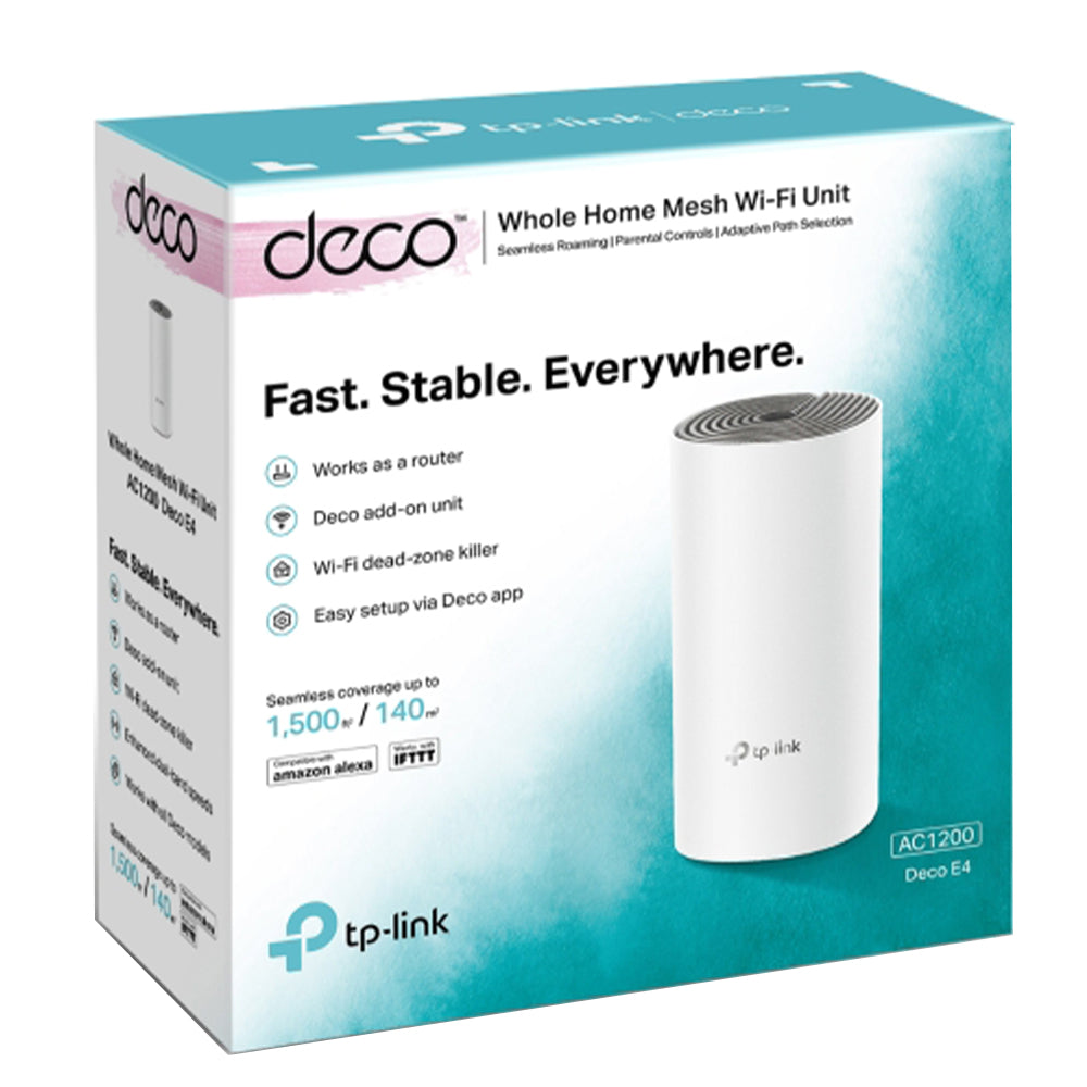 TP-Link Deco E4 AC1200 Dual Band Whole Home Mesh Wi-Fi System 2 Port 1200Mbps (1 Pack)
