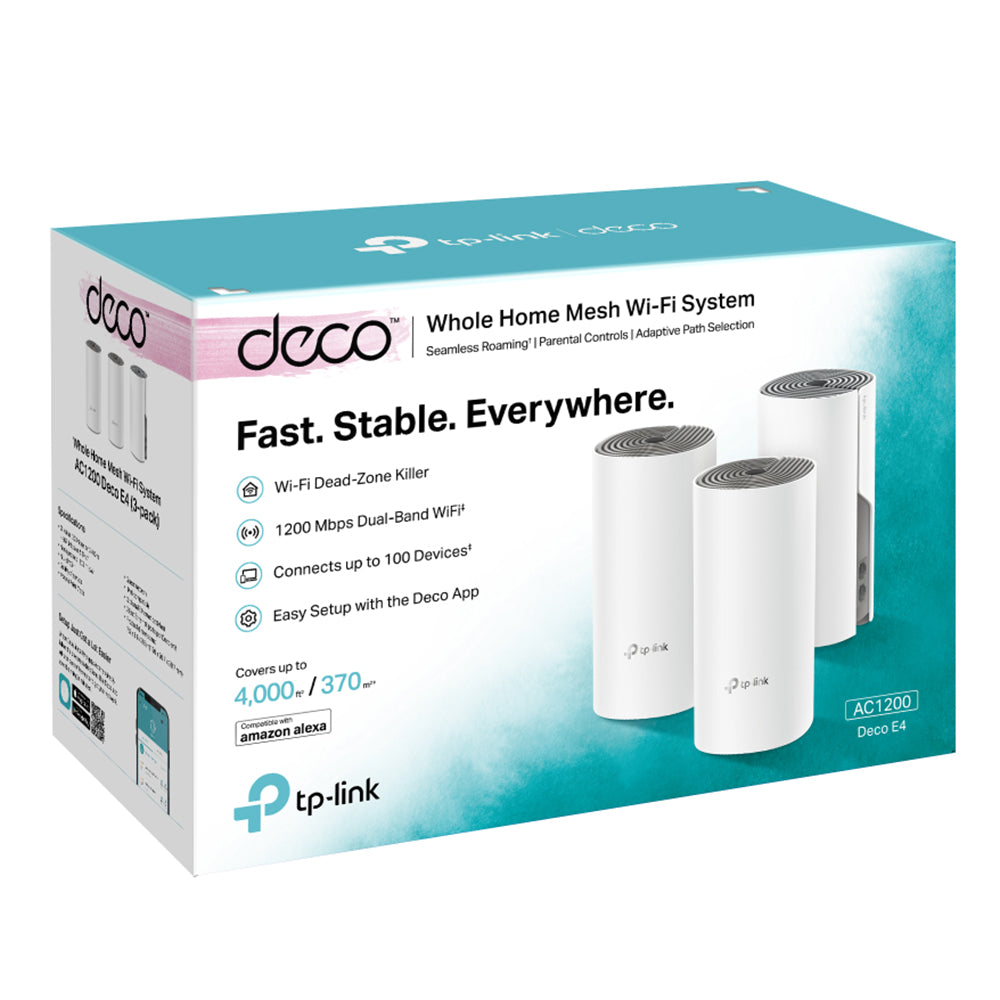 نظام شبكة Wi-Fi للمنزل بالكامل تي بي لينك 3 قطع 1200 ميجابايت/ثانية Deco E4 AC1200