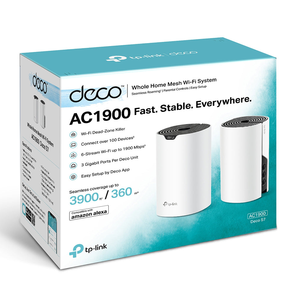 TP-Link Deco S7 AC1900 Whole Home Mesh Wi-Fi System 3 Ports 1900Mbps (2 Pack)