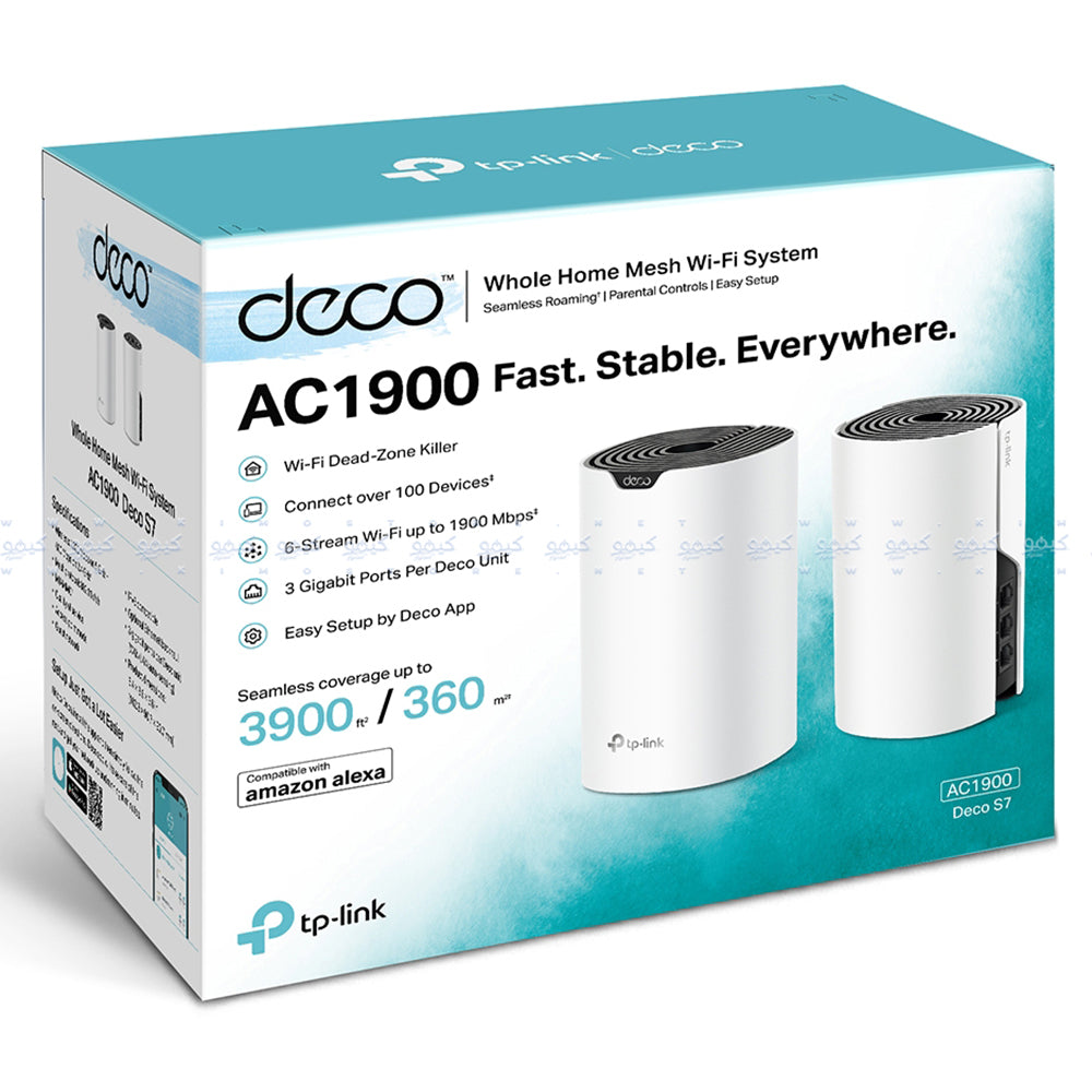 نظام شبكة Wi-Fi للمنزل بالكامل تي بي لينك 3 منافذ قطعتين 1900 ميجابايت في الثانية 