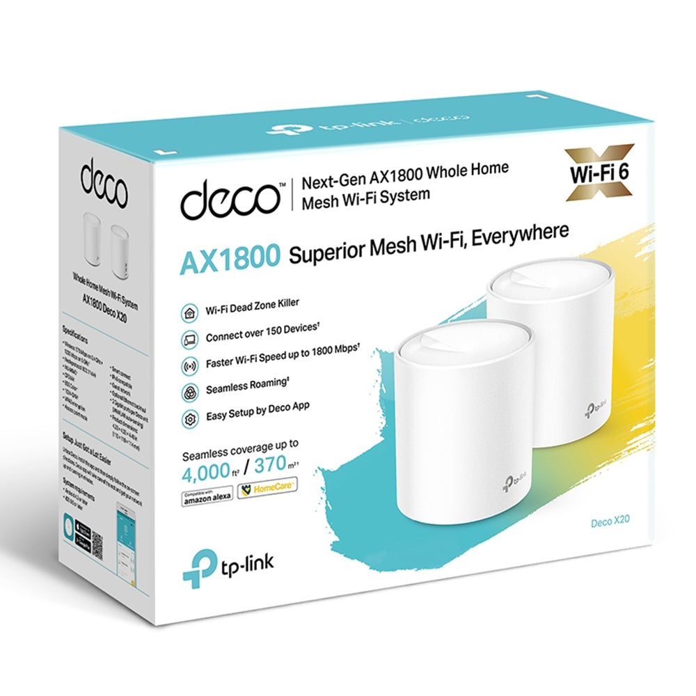 TP-Link Deco X20 AX1800 Whole Home Mesh Wi-Fi 6 System 1800Mbps (2 Pack)