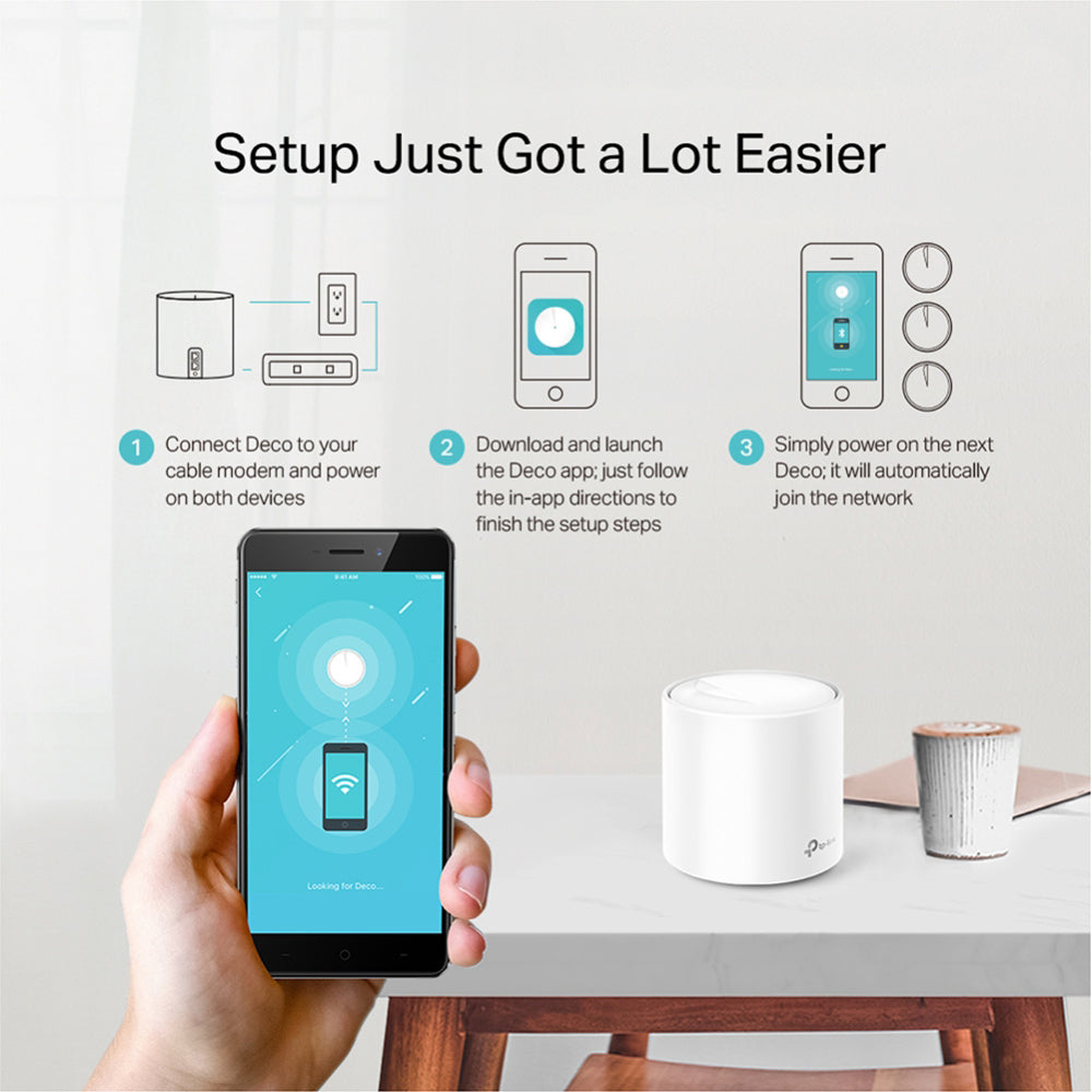 نظام شبكة Wi-Fi 6 للمنزل بالكامل تي بي لينك قطعتين 1800 ميجابايت/ثانية Deco X20 AX1800 