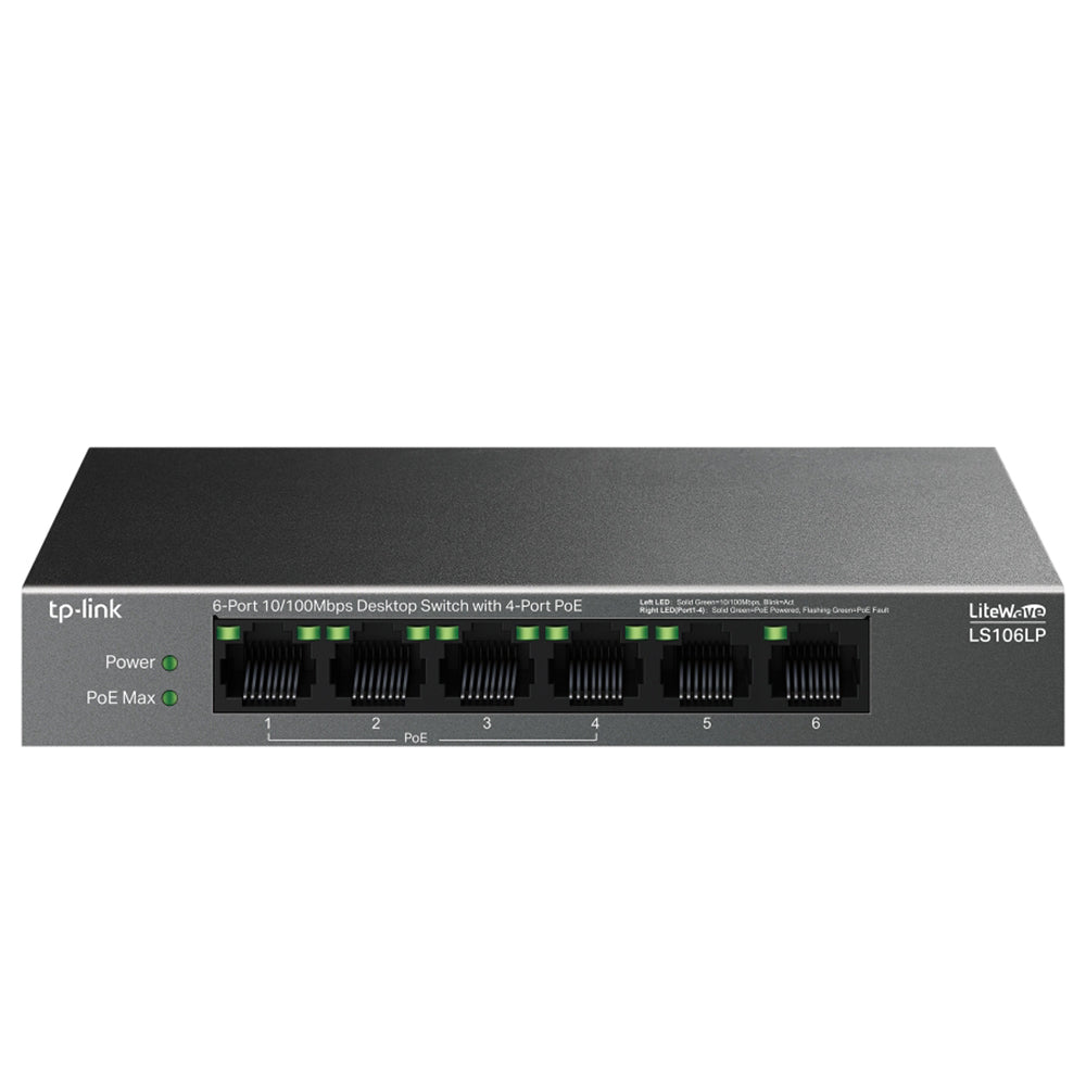 TP-Link LS106LP Desktop Switch 4 Ports PoE 10/100Mbps + 2 Port 10/100Mbps 41W