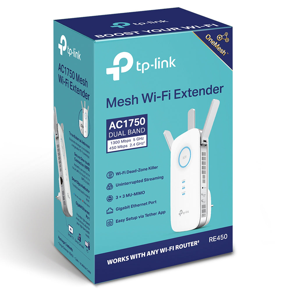 TP-Link RE450 Wi-Fi Range Extender 1 Port 3 Antenna 1750Mbps